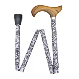 Best Adjustable Cane with wood Handle and Strap, Zebra Color