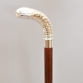 Vintage Brass snake Anaconda head handle wooden walking stick cane Taiwan
