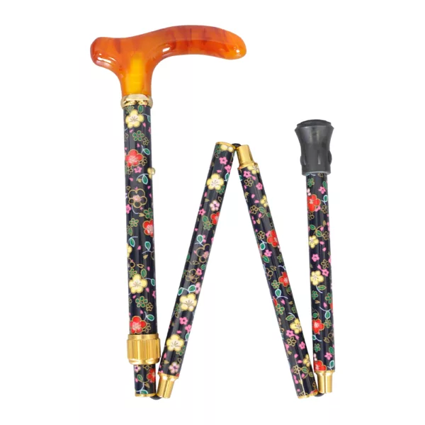 Luxury Floral Fabric-Wrapped Walking Stick